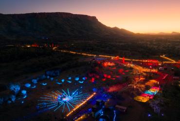 Aerial view of the Parrtjima lights