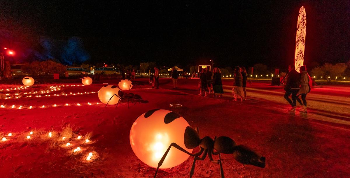 Image courtesy of Tourism NT/Mark Fitzpatrick Ant installation at Parrtjima